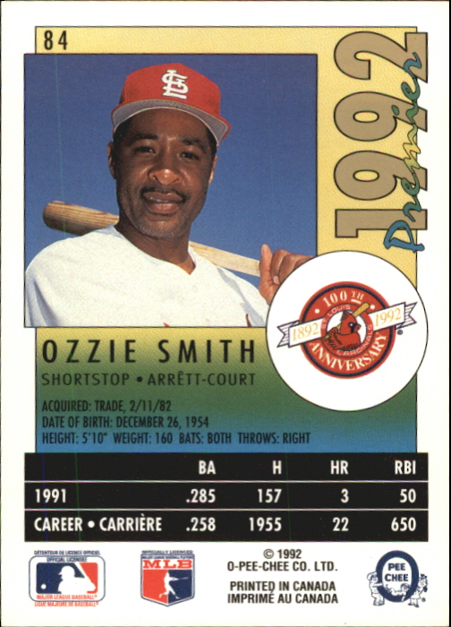 1992 O-Pee-Chee Premier #84 Ozzie Smith