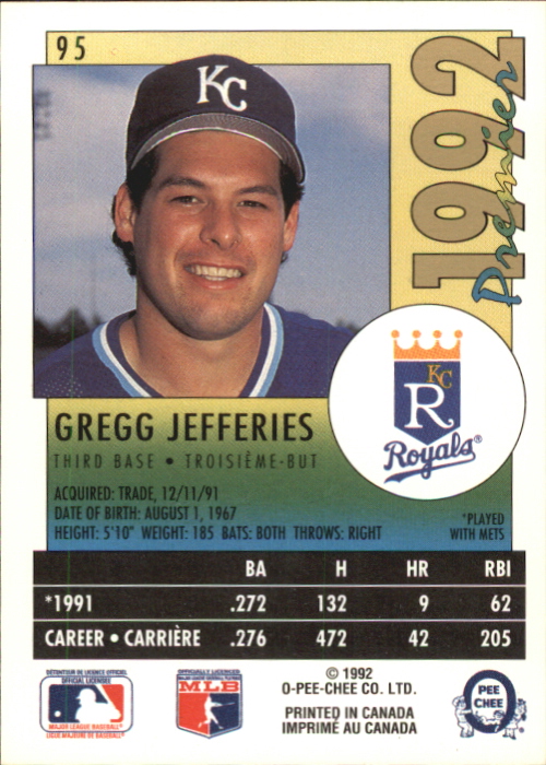 1990 Topps Rookies #16 Gregg Jefferies - NM-MT