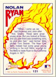 1992 Pacific Ryan Texas Express II #121 Nolan Ryan/Growing Up in New York back image