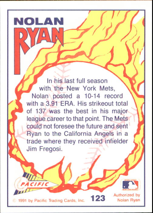 1992 Pacific Ryan Texas Express II #123 Nolan Ryan/Traded back image