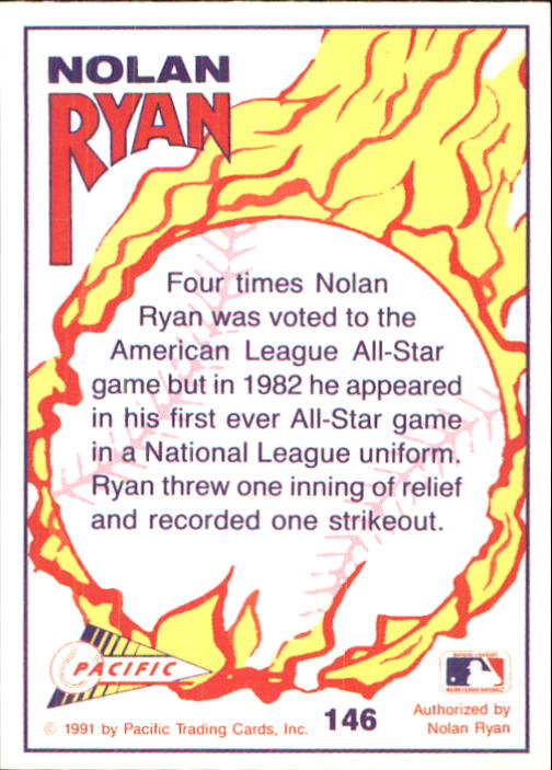 1992 Pacific Ryan Texas Express II #146 Nolan Ryan/National League All-Star back image