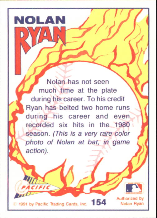 1992 Pacific Ryan Texas Express II #154 Nolan Ryan/The Seldom of Swat back image