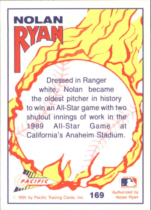 1992 Pacific Ryan Texas Express II #169 Nolan Ryan/Texas All-Star back image