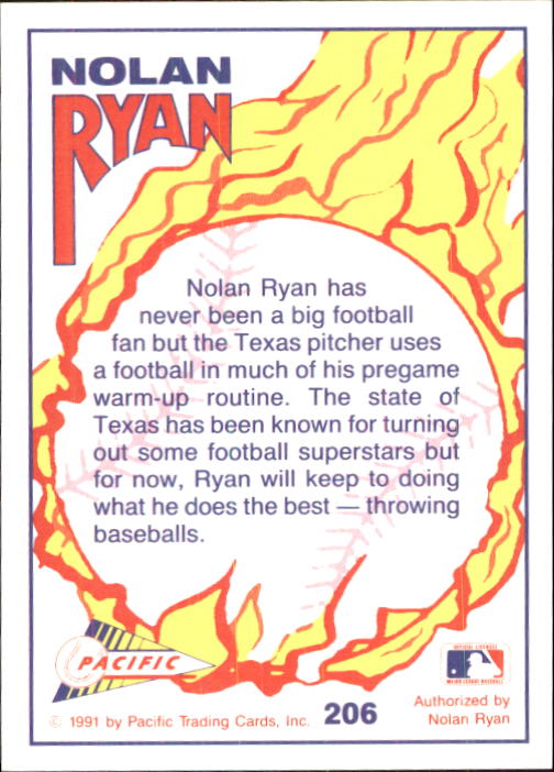 1992 Pacific Ryan Texas Express II #206 Nolan Ryan/The Quarterback back image