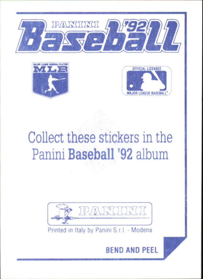 1992 Panini Stickers #3 MLBPA Logo back image