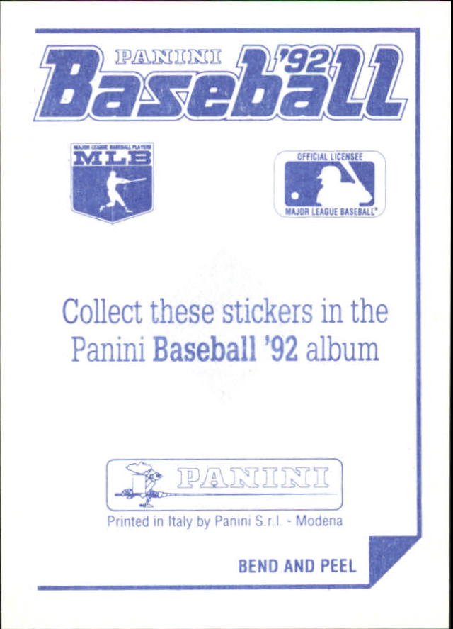 1992 Panini Stickers #63 Mariners Team Logo back image
