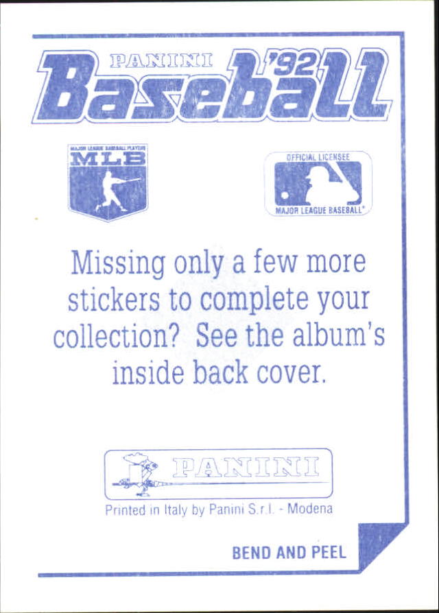 1992 Panini Stickers #190 Dodgers Team Logo back image