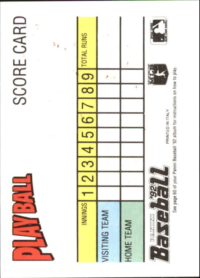 1992 Panini Stickers #258 Barry Bonds back image