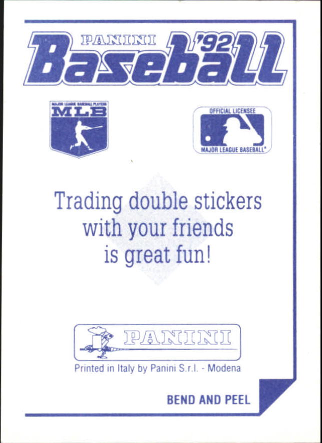 1992 Panini Stickers #271 Sandy Alomar Jr. AS back image