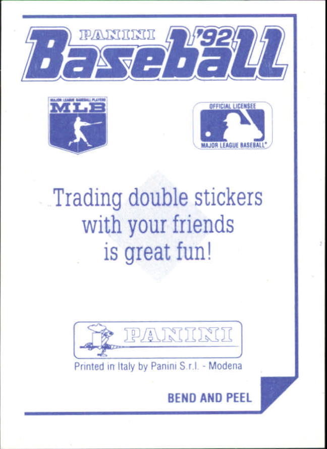 1992 Panini Stickers #278 Rickey Henderson AS back image
