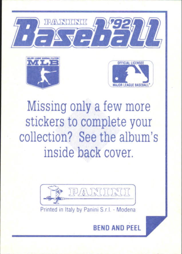 1992 Panini Stickers #286 Tony Gwynn AS back image