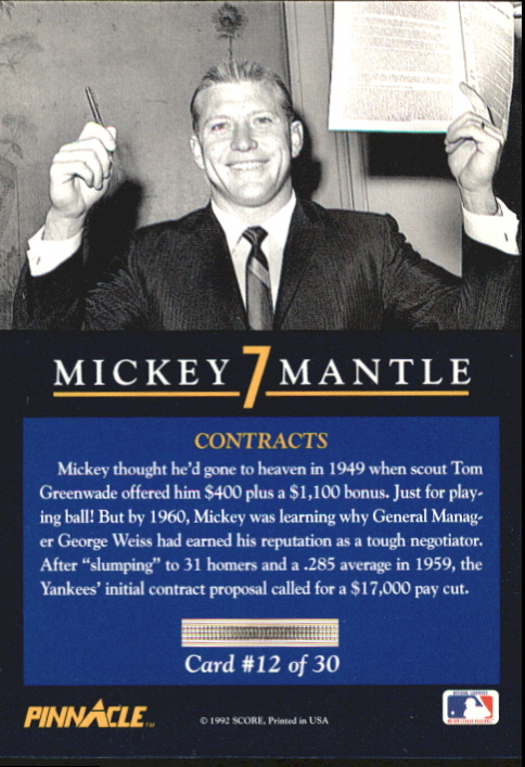 1992 Pinnacle Mantle #12 Contracts back image