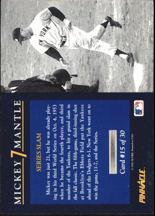 1992 Pinnacle Mickey Mantle (Score) Baseball - Picture 29 of 57