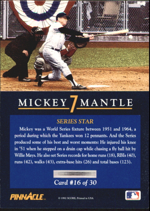 1992 Pinnacle Mantle #16 Series Star back image