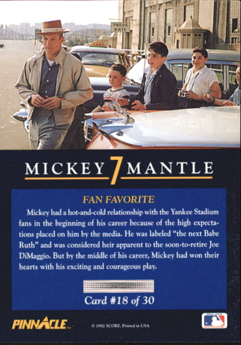 1992 Pinnacle Mantle #18 Fan Favorite back image