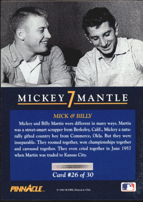 1992 Pinnacle Mantle #26 Mick and Billy/Billy Martin back image