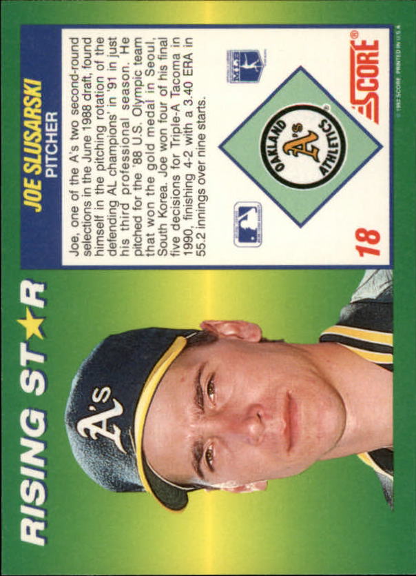 A7378- 1992 Score 100 Rising Stars BB Cards 1-100 -You Pick- 15+ FREE US SHIP - Picture 35 of 186