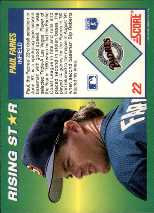 A7378- 1992 Score 100 Rising Stars BB Cards 1-100 -You Pick- 15+ FREE US SHIP - Picture 43 of 186