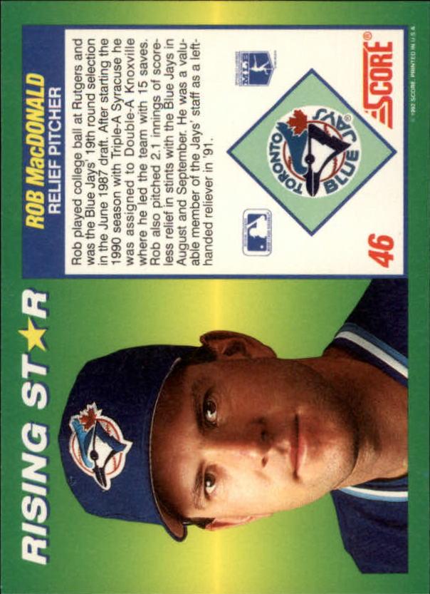 A7378- 1992 Score 100 Rising Stars BB Cards 1-100 -You Pick- 15+ FREE US SHIP - Picture 87 of 186