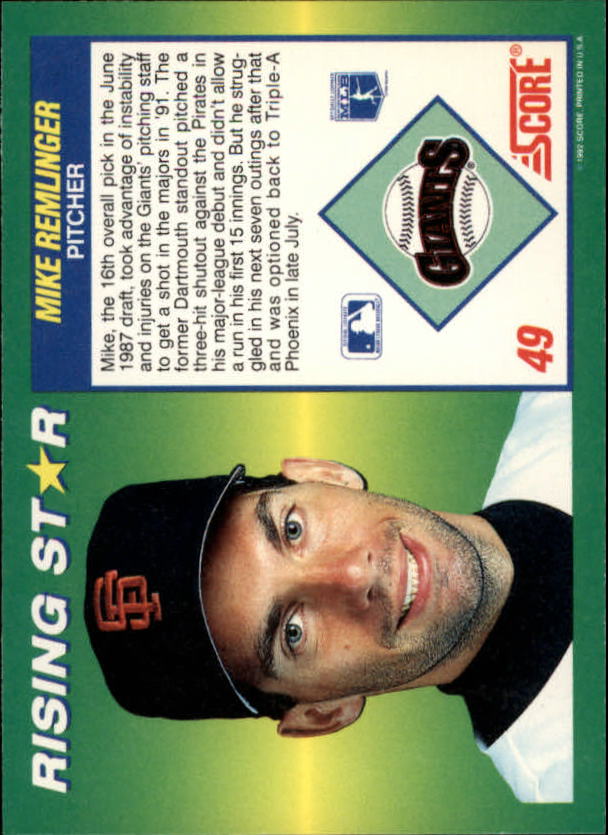 A7378- 1992 Score 100 Rising Stars BB Cards 1-100 -You Pick- 15+ FREE US SHIP - Picture 91 of 186