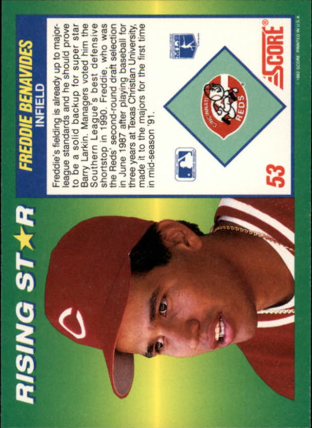 1992 Score 100 Rising Stars #53 Freddie Benavides back image