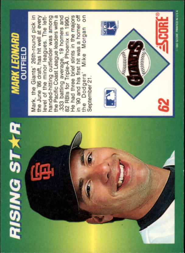 A7378- 1992 Score 100 Rising Stars BB Cards 1-100 -You Pick- 15+ FREE US SHIP - Picture 114 of 186