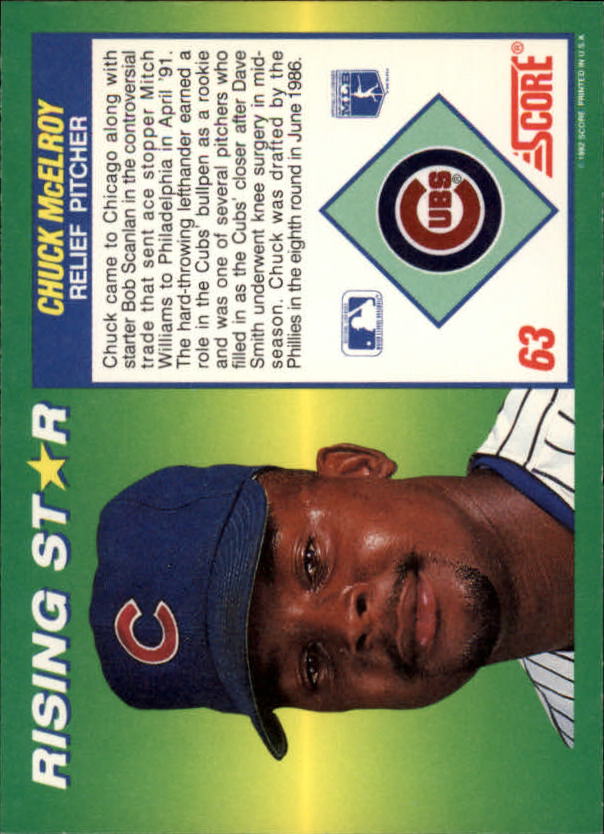 A7378- 1992 Score 100 Rising Stars BB Cards 1-100 -You Pick- 15+ FREE US SHIP - Picture 116 of 186