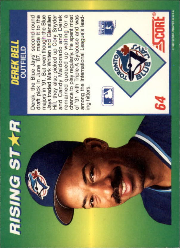 A7378- 1992 Score 100 Rising Stars BB Cards 1-100 -You Pick- 15+ FREE US SHIP - Picture 118 of 186