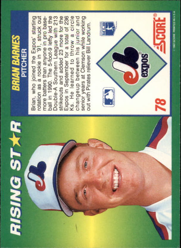 A7378- 1992 Score 100 Rising Stars BB Cards 1-100 -You Pick- 15+ FREE US SHIP - Picture 146 of 186