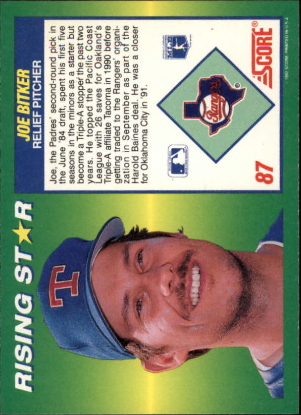 A7378- 1992 Score 100 Rising Stars BB Cards 1-100 -You Pick- 15+ FREE US SHIP - Picture 162 of 186