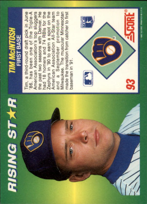 A7378- 1992 Score 100 Rising Stars BB Cards 1-100 -You Pick- 15+ FREE US SHIP - Picture 173 of 186