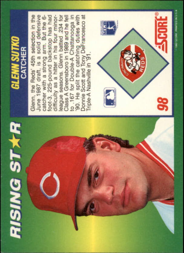 A7378- 1992 Score 100 Rising Stars BB Cards 1-100 -You Pick- 15+ FREE US SHIP - Picture 182 of 186