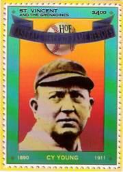 1992 St. Vincent HOF Heroes Stamps #12 Cy Young