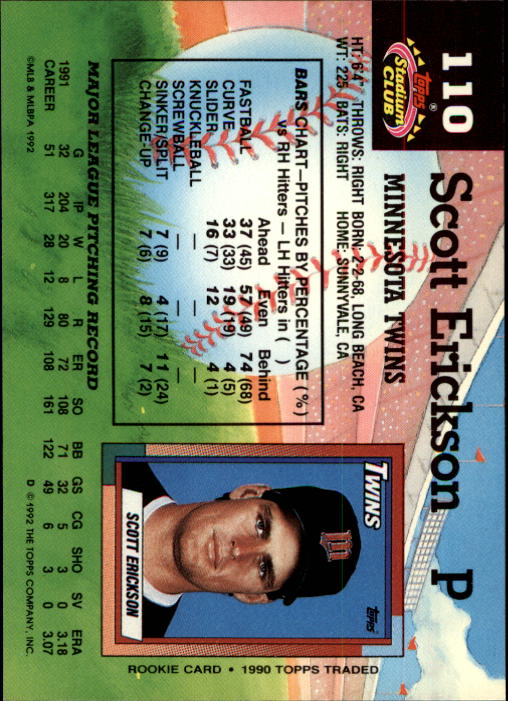 A6796- 1992 Stadium Club Baseball Card #s 1-250 -You Pick- 15+ FREE US SHIP - Picture 219 of 499