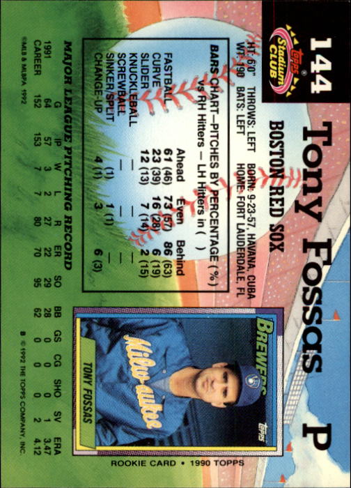 A6796- 1992 Stadium Club Baseball Card #s 1-250 -You Pick- 15+ FREE US SHIP - Picture 287 of 499