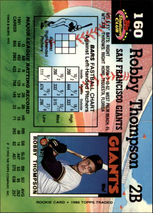 A6796- 1992 Stadium Club Baseball Card #s 1-250 -You Pick- 15+ FREE US SHIP - Picture 319 of 499