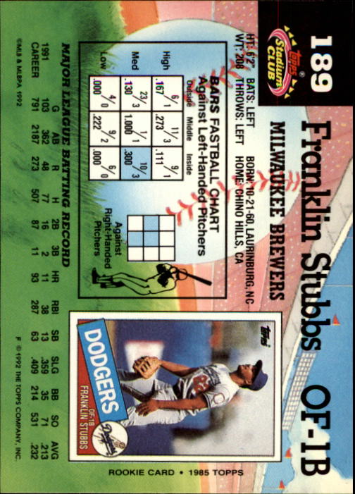 A6796- 1992 Stadium Club Baseball Card #s 1-250 -You Pick- 15+ FREE US SHIP - Picture 377 of 499