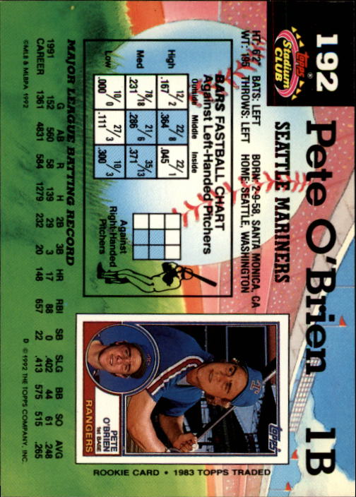 A6796- 1992 Stadium Club Baseball Card #s 1-250 -You Pick- 15+ FREE US SHIP - Picture 383 of 499