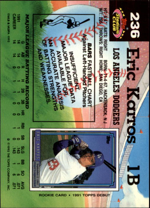 A6796- 1992 Stadium Club Baseball Card #s 1-250 -You Pick- 15+ FREE US SHIP - Picture 471 of 499