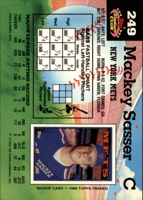 A6796- 1992 Stadium Club Baseball Card #s 1-250 -You Pick- 15+ FREE US SHIP - Picture 497 of 499