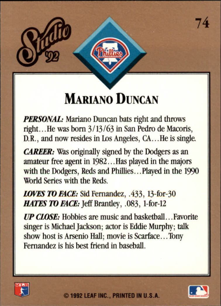 1992 Studio Baseball Card Pick 1-100