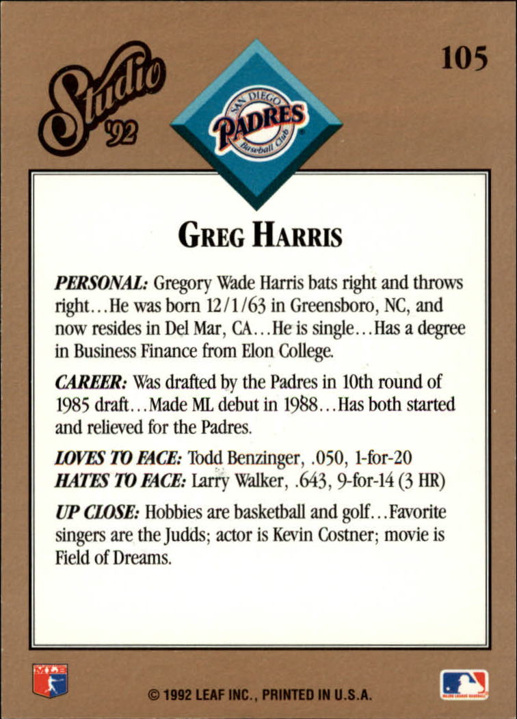B1883- 1992 Studio Baseball Karten 1-200 + Rookies -du Pick- 15 + Gratis US - Bild 205 von 393