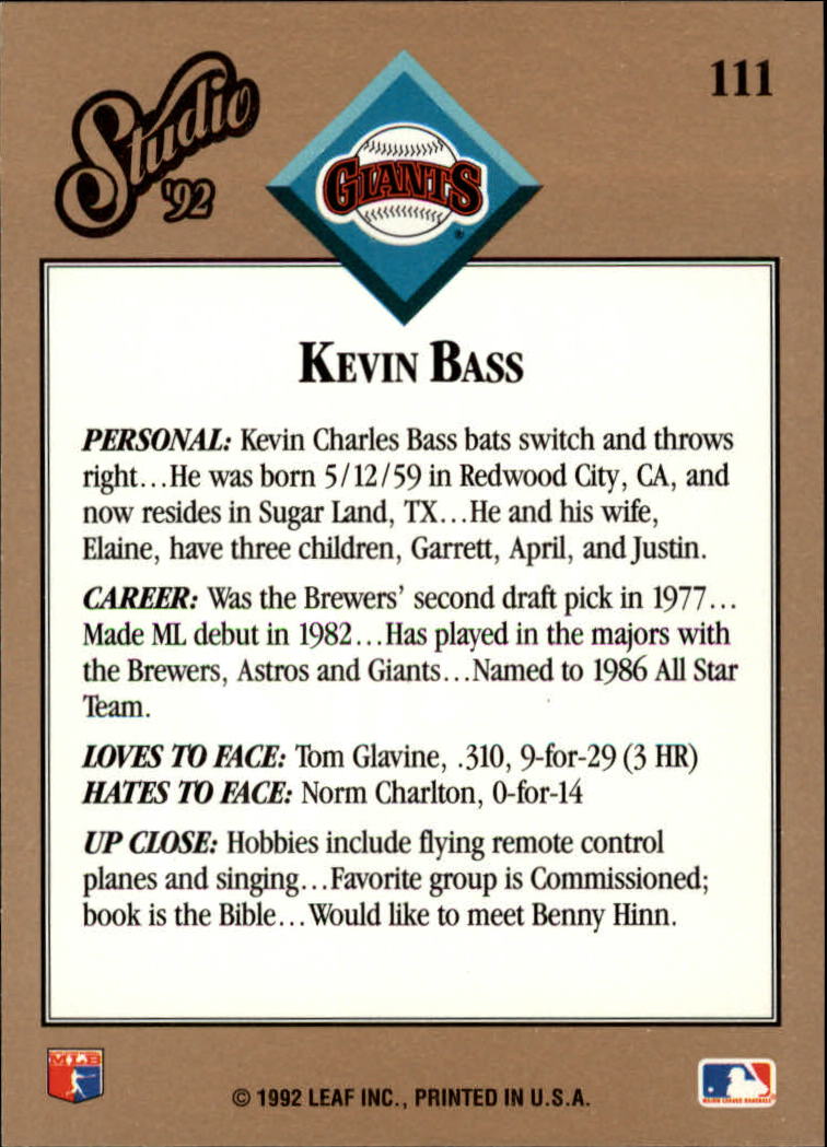 B1883- 1992 Studio Baseball Karten 1-200 + Rookies -du Pick- 15 + Gratis US - Bild 217 von 393