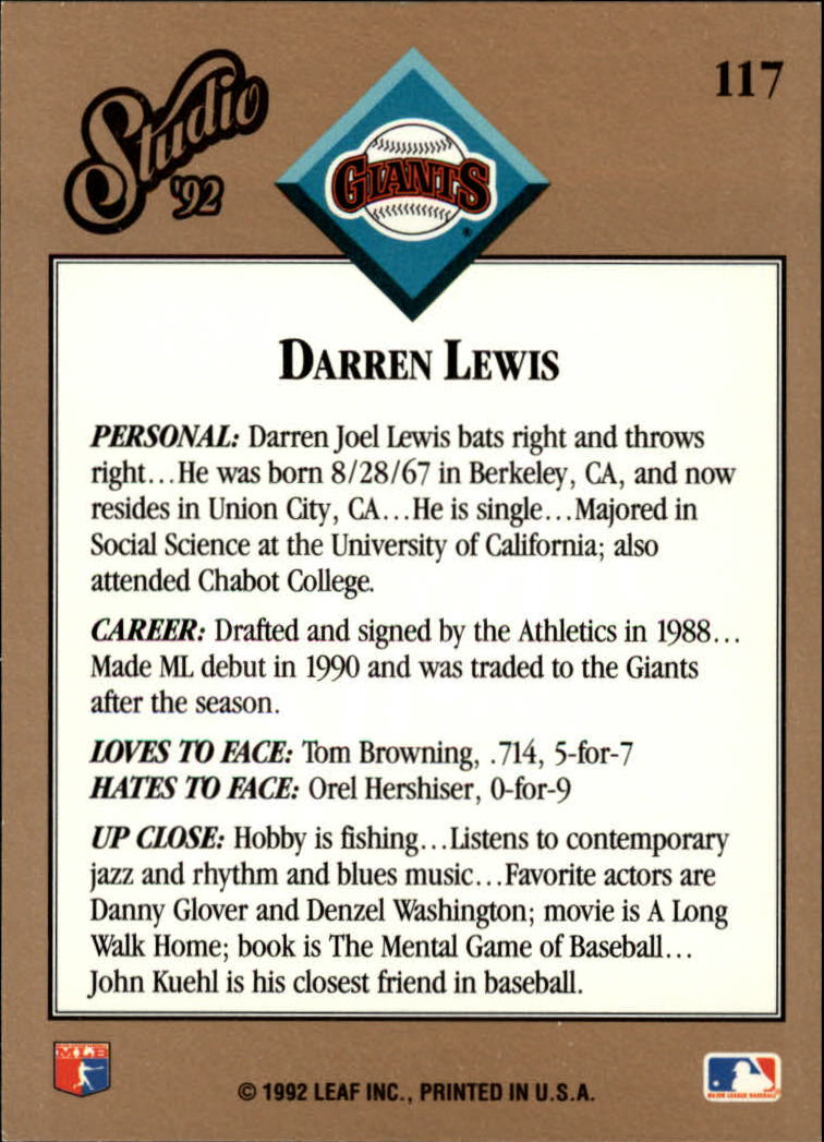B1883- 1992 Studio Baseball Karten 1-200 + Rookies -du Pick- 15 + Gratis US - Bild 229 von 393