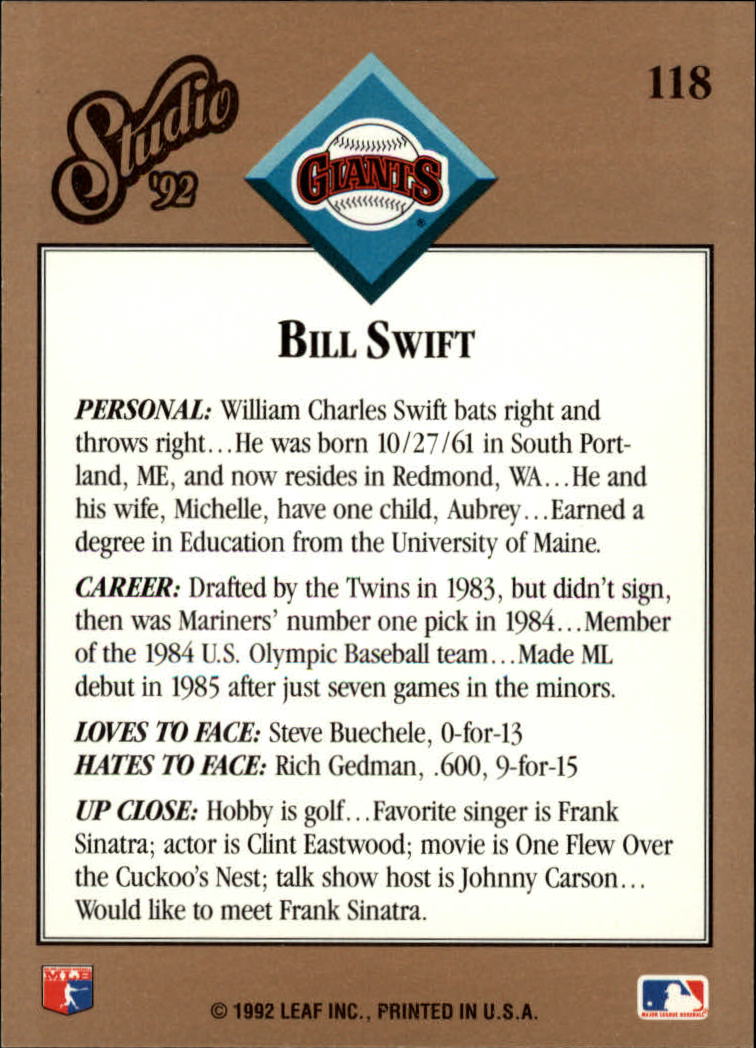 B1883- 1992 Studio Baseball Karten 1-200 + Rookies -du Pick- 15 + Gratis US - Bild 231 von 393