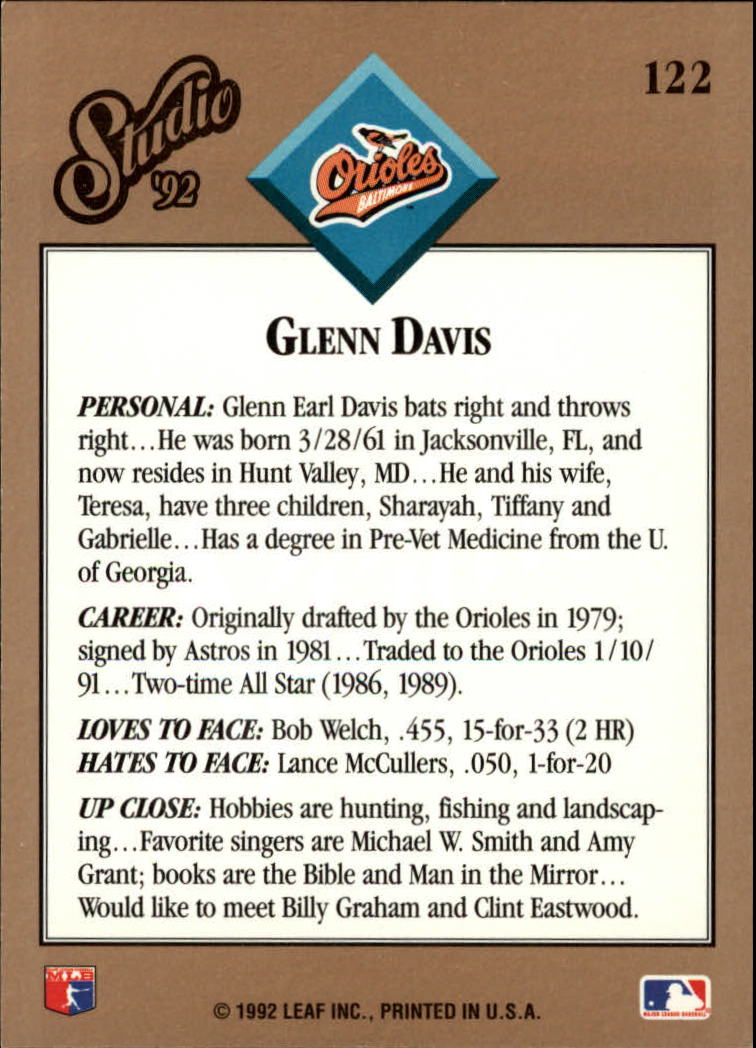 B1883- 1992 Studio Baseball Karten 1-200 + Rookies -du Pick- 15 + Gratis US - Bild 239 von 393