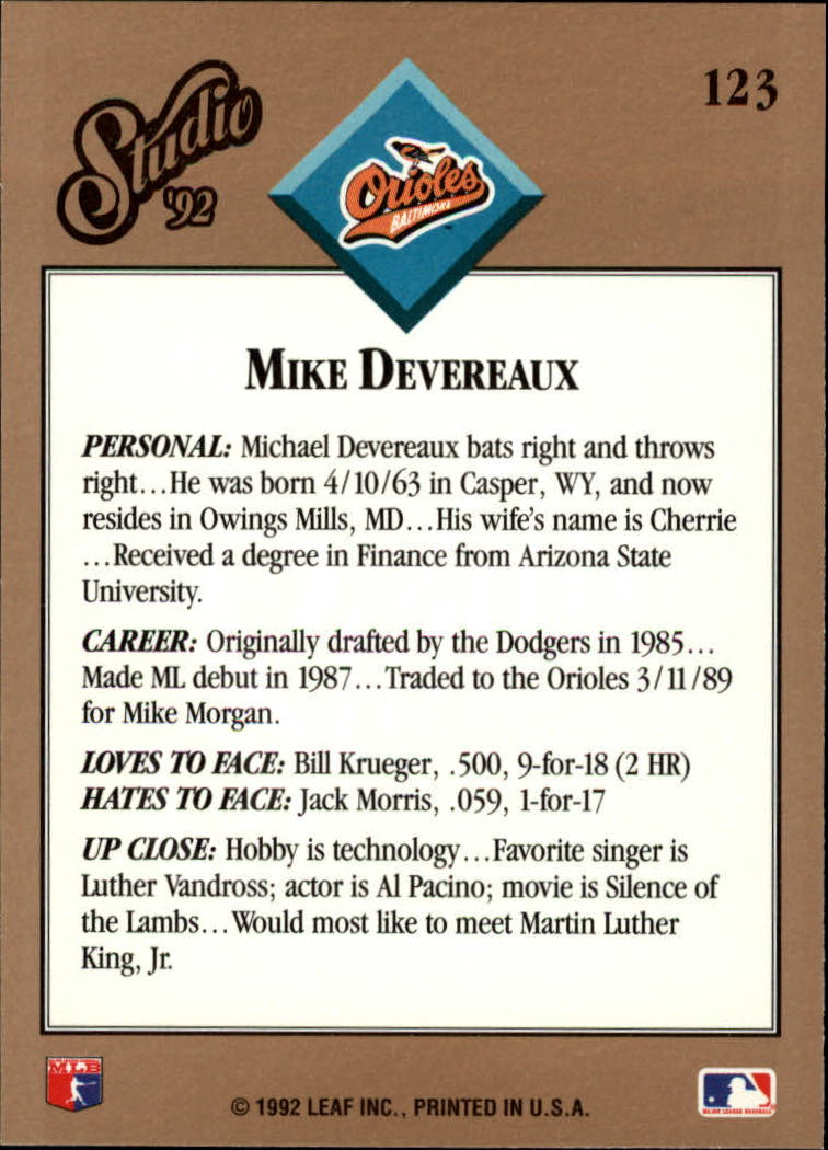 B1883- 1992 Studio Baseball Karten 1-200 + Rookies -du Pick- 15 + Gratis US - Bild 241 von 393