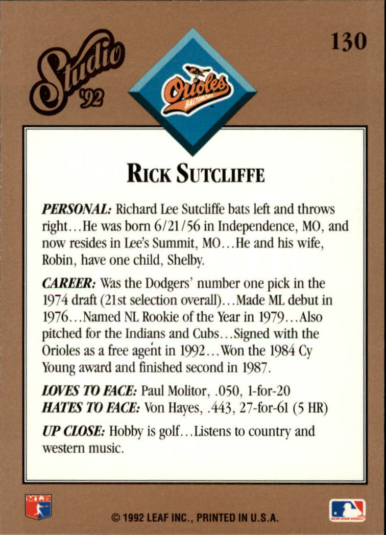 B1883- 1992 Studio Baseball Karten 1-200 + Rookies -du Pick- 15 + Gratis US - Bild 255 von 393