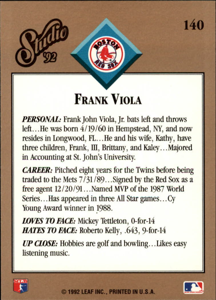 B1883- 1992 Studio Baseball Karten 1-200 + Rookies -du Pick- 15 + Gratis US - Bild 275 von 393