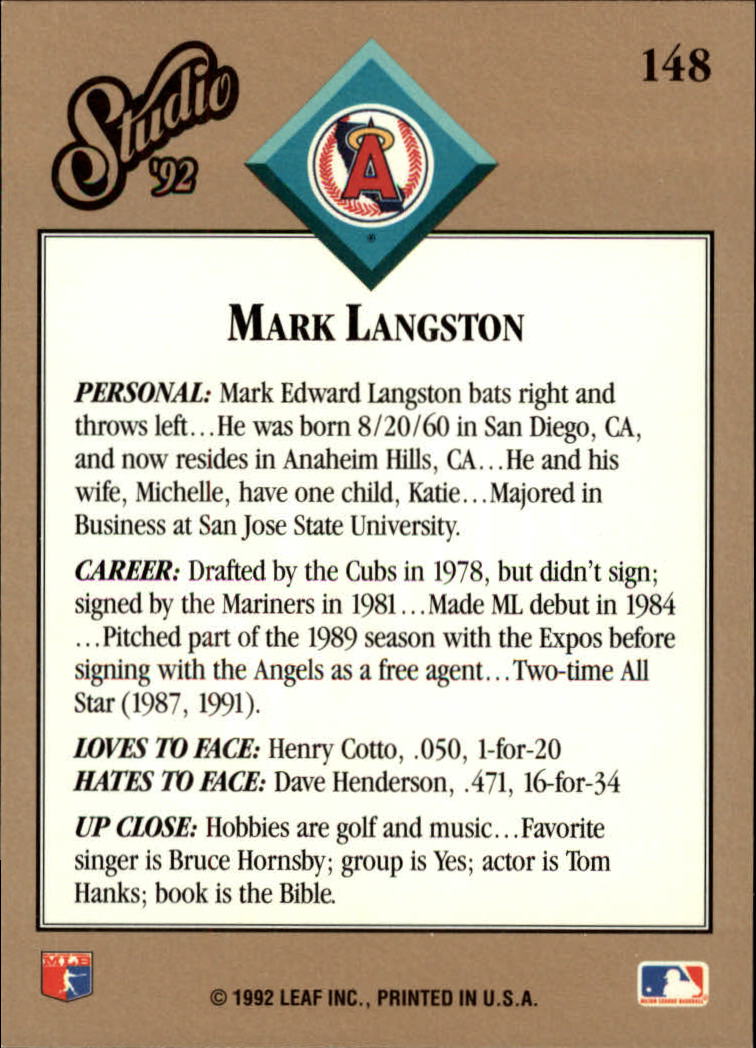 B1883- 1992 Studio Baseball Karten 1-200 + Rookies -du Pick- 15 + Gratis US - Bild 291 von 393